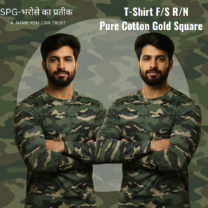 T-Shirt F/S R/N Pure Cotton Gold Square by Jandyal Product